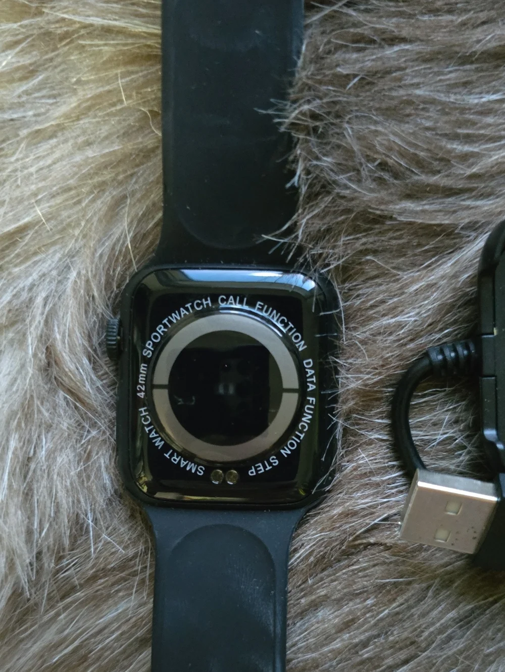 Black Smartwatch with USB Charging Dock - Fitness Wearable
